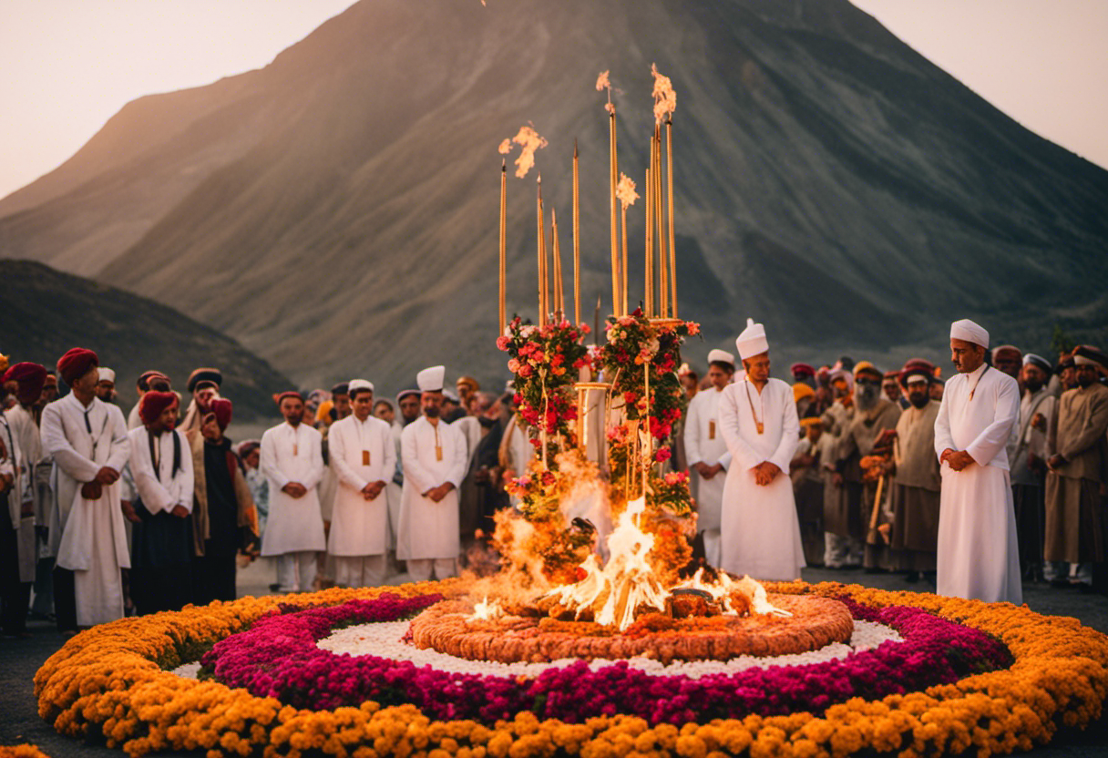 An image capturing the essence of the Yasna Ceremony in the Zoroastrian tradition