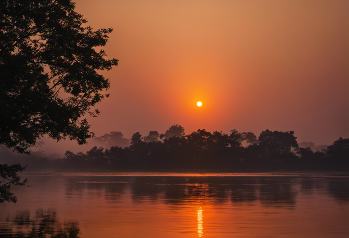 An image capturing the ethereal beauty of a sunrise, highlighting the significance of its transition in Vikram Samvat