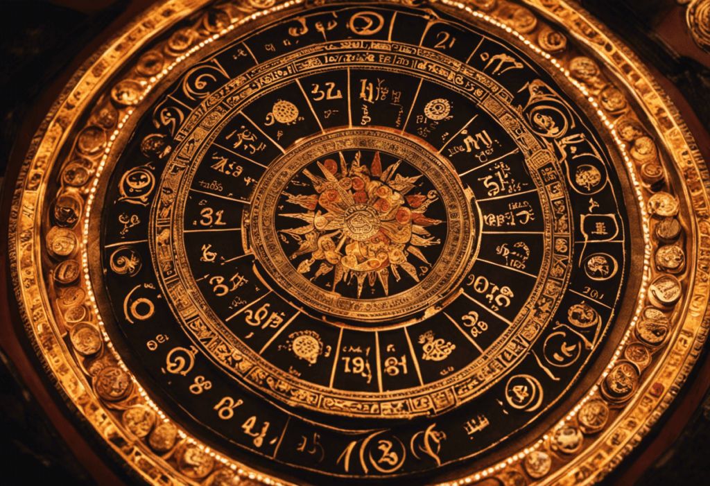 An image featuring a vibrant, circular Zoroastrian calendar adorned with intricate symbols and celestial motifs