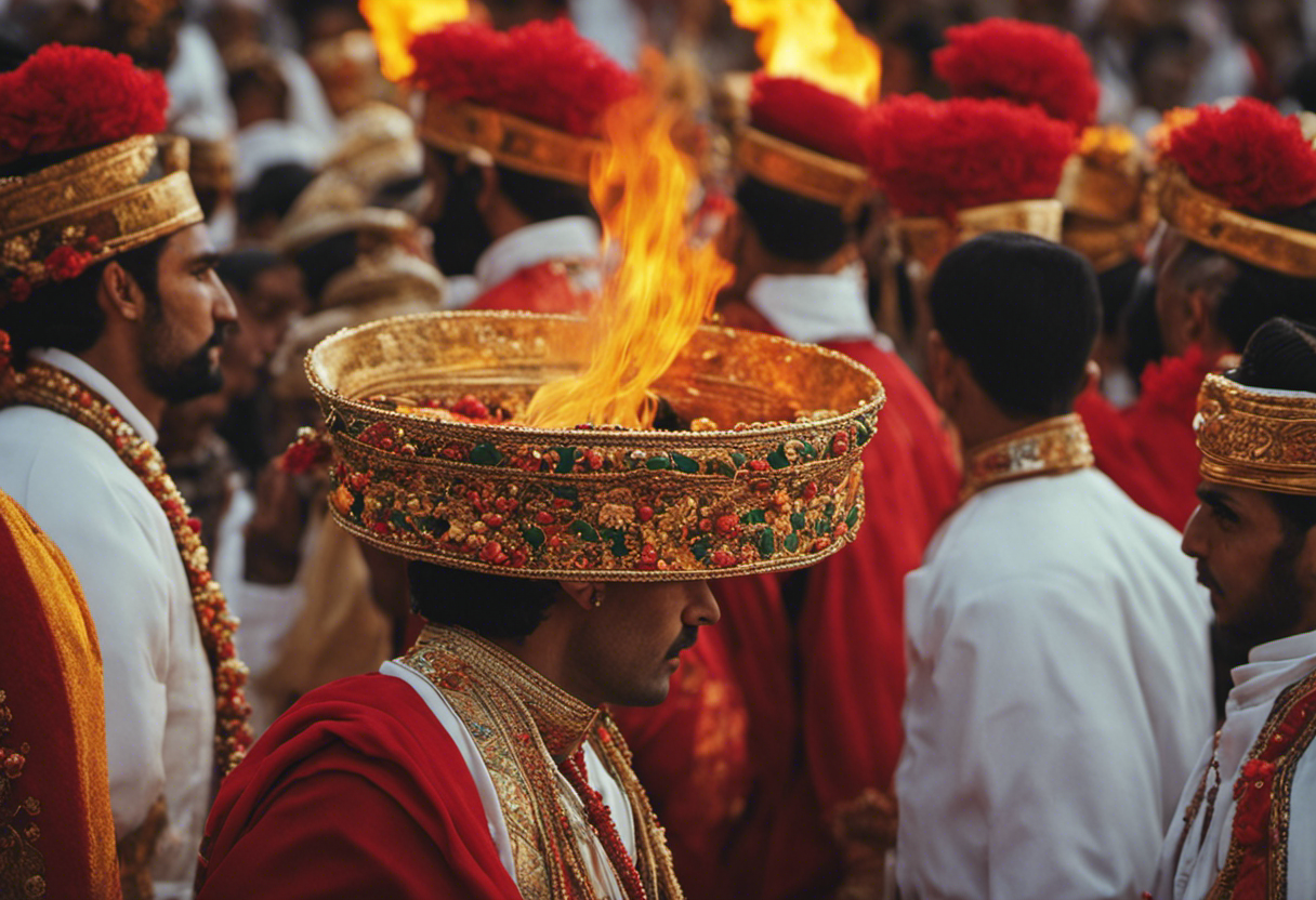 An image showcasing the vibrant colors and intricate designs of Zoroastrian religious observances and festivals
