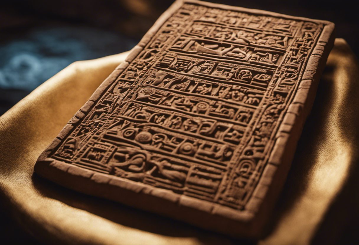 An image of a clay tablet inscribed with intricate cuneiform symbols, depicting the Babylonian zodiac and celestial bodies
