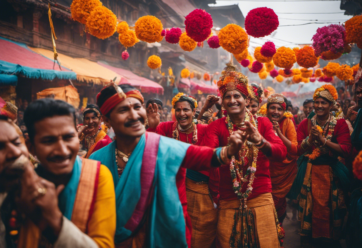 An image capturing the exuberant celebration of Major Hindu Festivals in Nepal