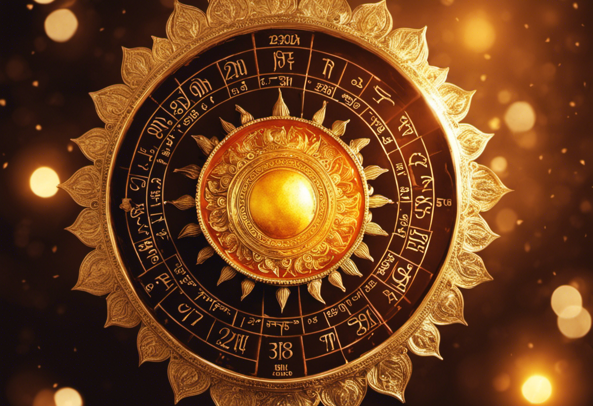 An image depicting a radiant sun casting its golden rays upon a traditional Vikram Samvat calendar, highlighting the significance of the Sun's position and its influence on this ancient Hindu calendar system