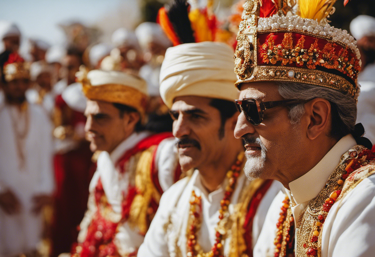 An image showcasing a vibrant Zoroastrian festival, capturing the exuberance of participants clad in traditional attire, surrounded by ornate decorations, and engaging in rituals that symbolize the significance of the Zoroastrian Calendar in their daily lives