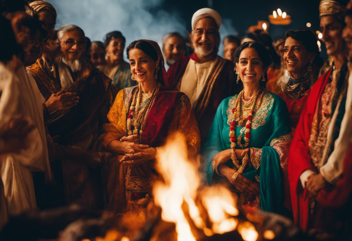 An image showcasing a joyful Zoroastrian birth ritual