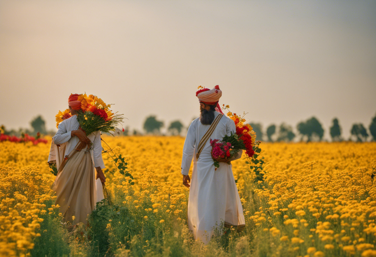 An image capturing the essence of Zoroastrian rituals and ceremonies in agricultural practices