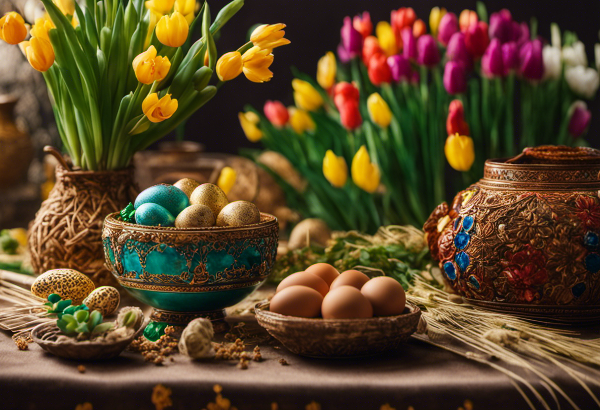An image capturing the vibrant celebration of Nowruz traditions and customs