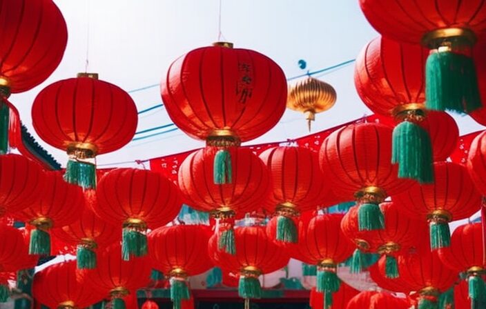 An image capturing the vibrant essence of Traditional Lunar New Year Decorations