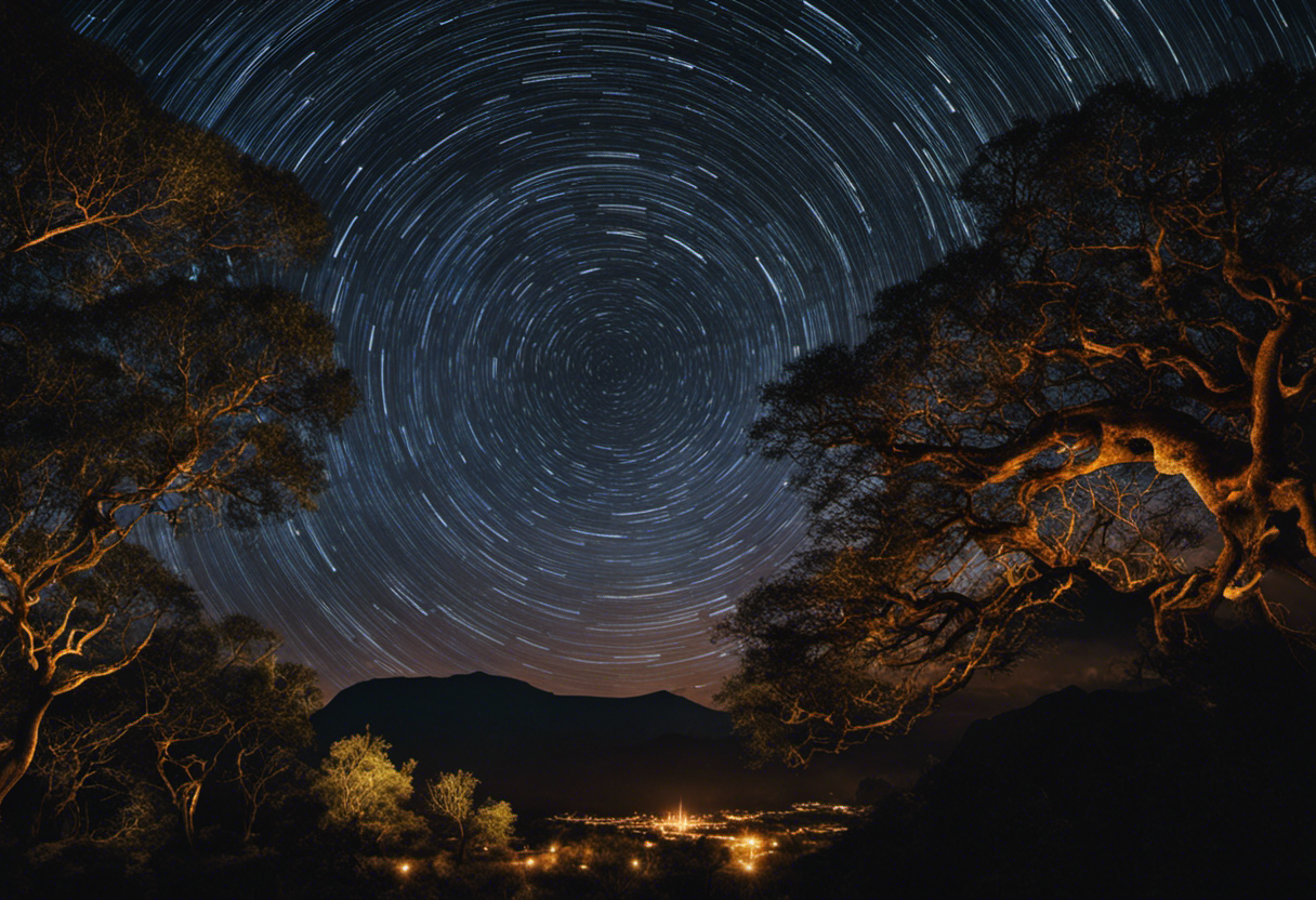 An image showcasing the majestic Zulu night sky adorned with constellations, capturing the essence of Zulu cosmology
