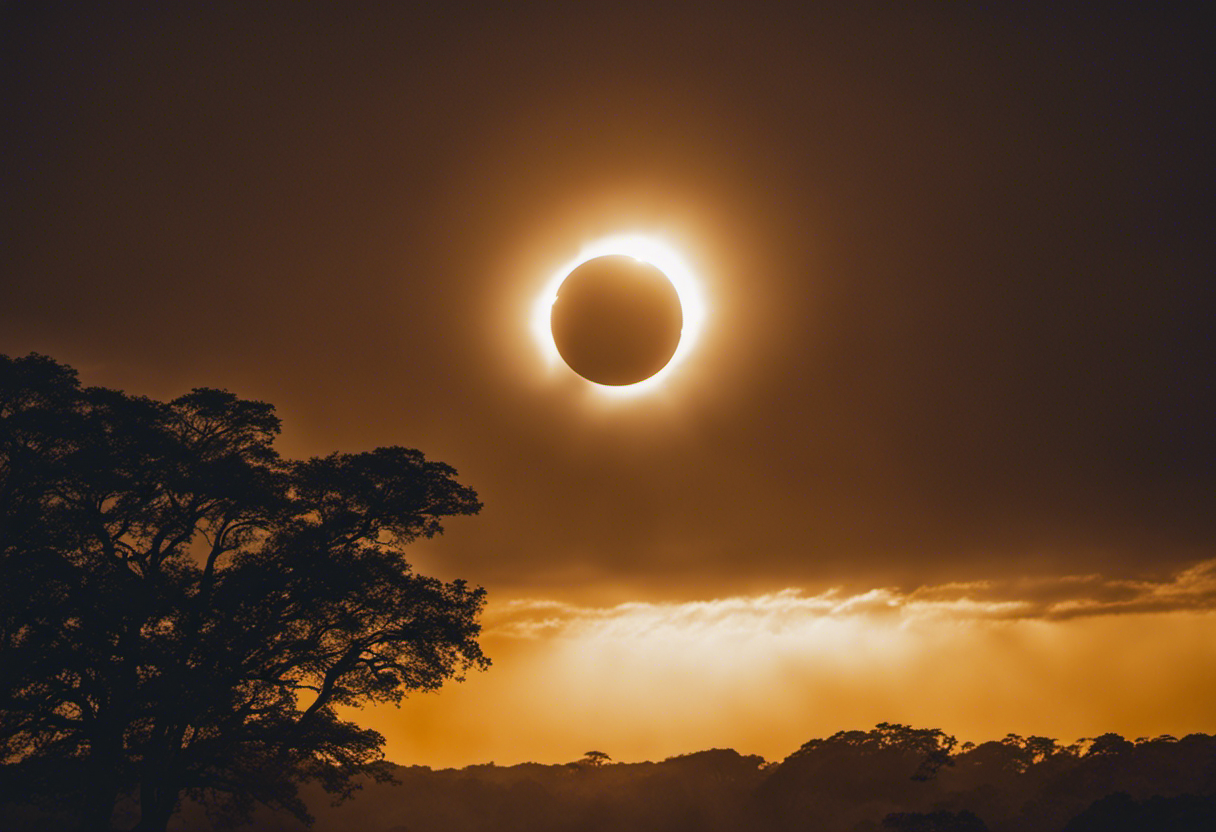 An image capturing the captivating moment of a solar eclipse as it gracefully unfolds, evoking the mystical ambiance that influences Zulu rituals