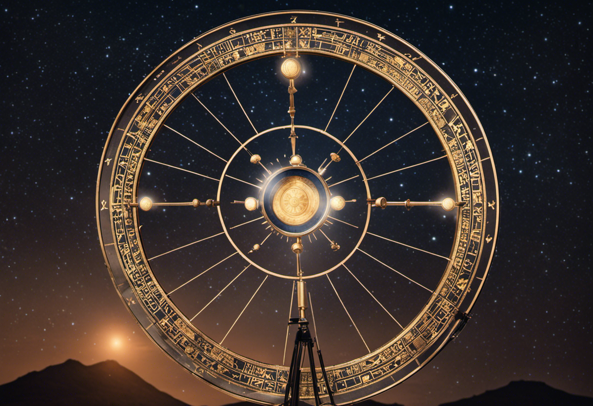 An image showcasing the ancient Greek zodiac wheel, with constellations representing solar and lunar eclipses
