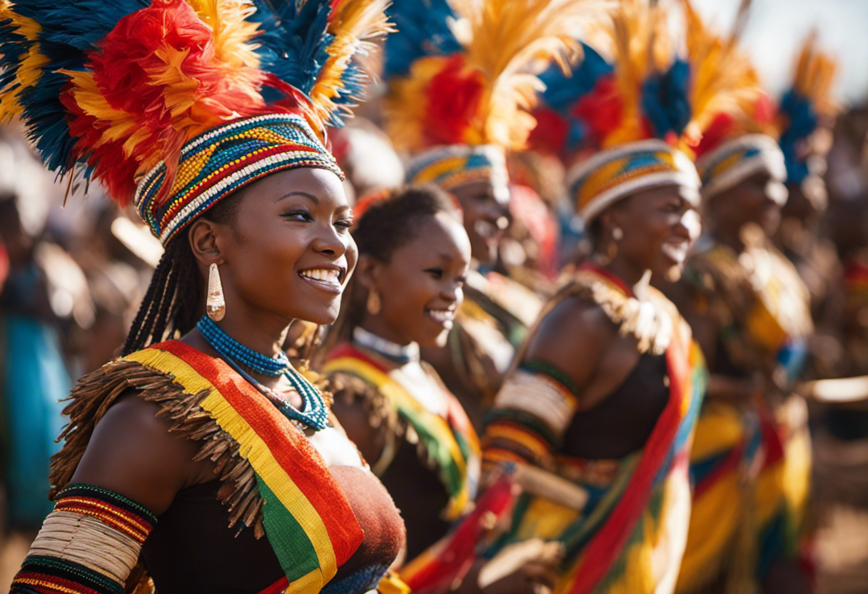 An image capturing the vibrant hues of the Royal Reed Dance Festival in the Zulu Calendar