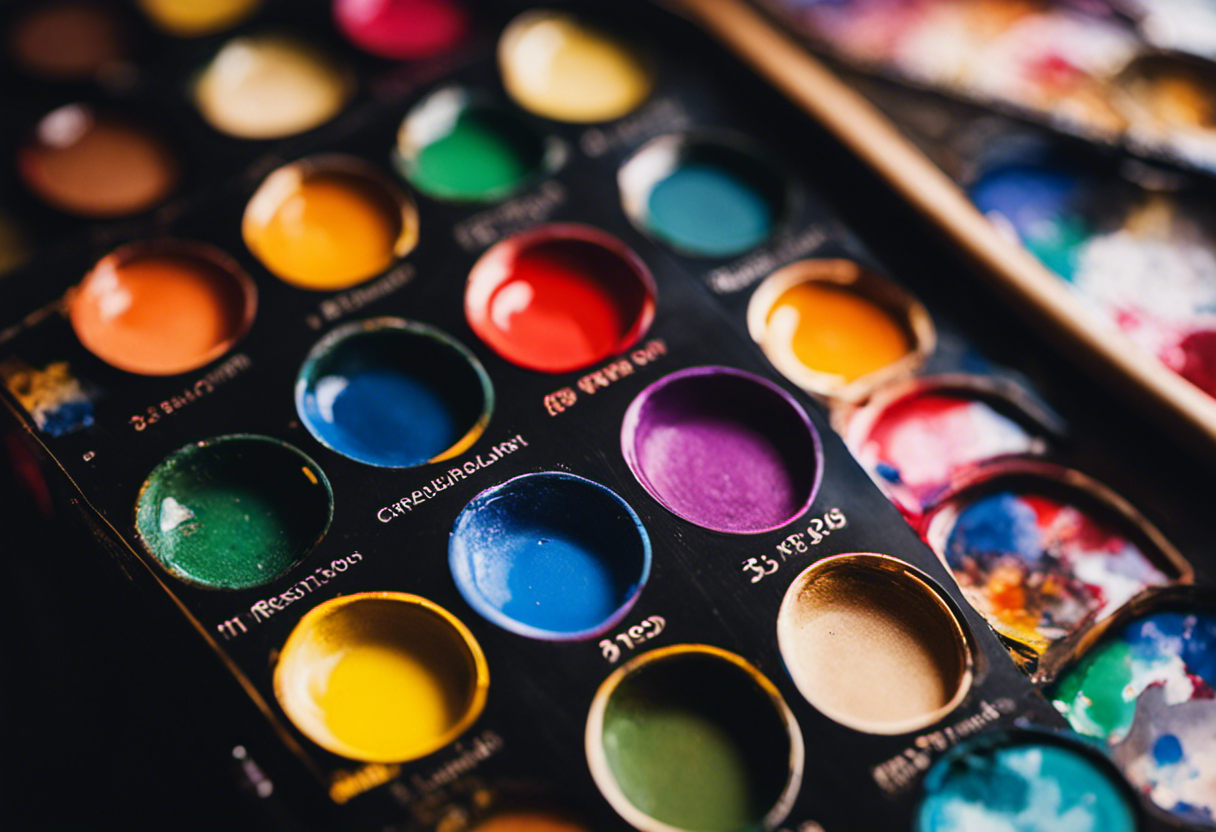 An image showcasing a painter's palette with vibrant, unconventional colors, symbolizing the enduring artistic influence of the French Republican Calendar