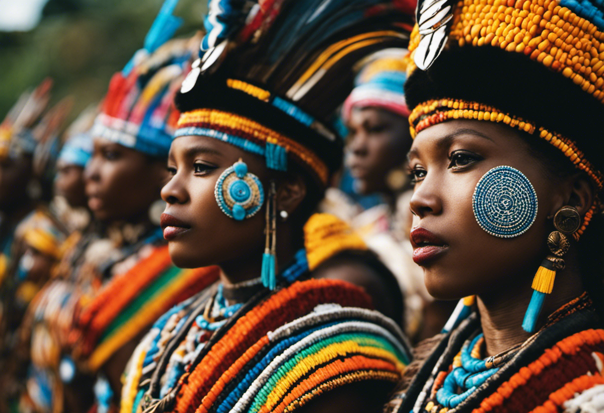 An image showcasing the vibrancy and complexity of the Zulu calendar traditions, depicting their interweaving with other indigenous cultures