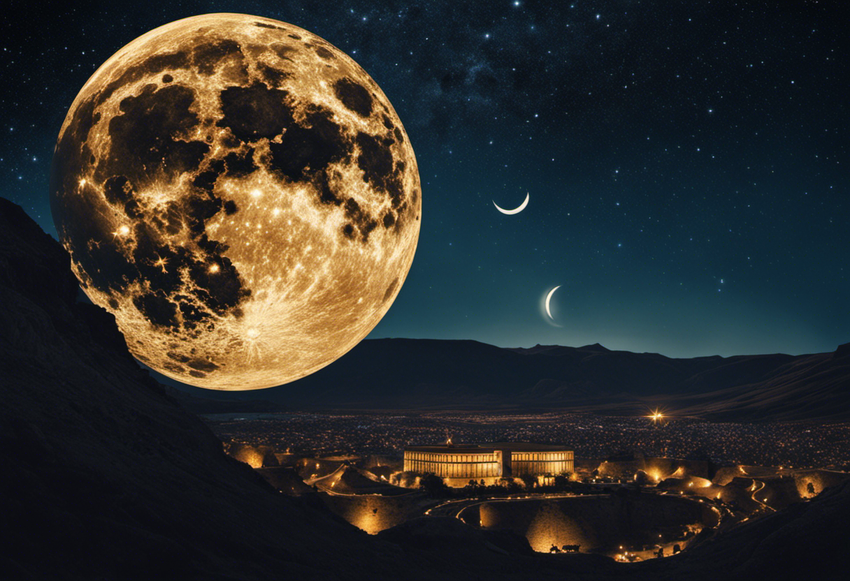 An image showcasing the ancient Babylonians' meticulous observation of lunar cycles
