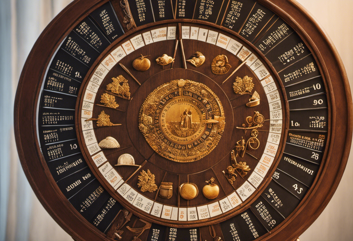 An image depicting a circular calendar with twelve months, each adorned with symbols representing the seasons and agricultural activities
