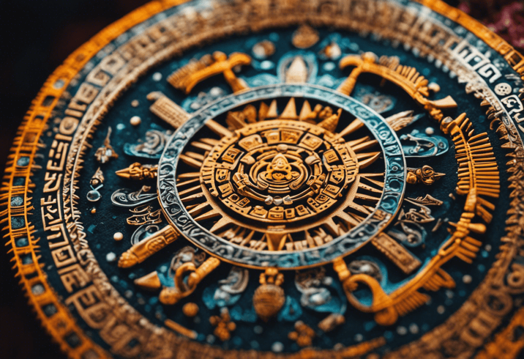 An image showcasing the intricate Tonalpohualli, the sacred Aztec calendar
