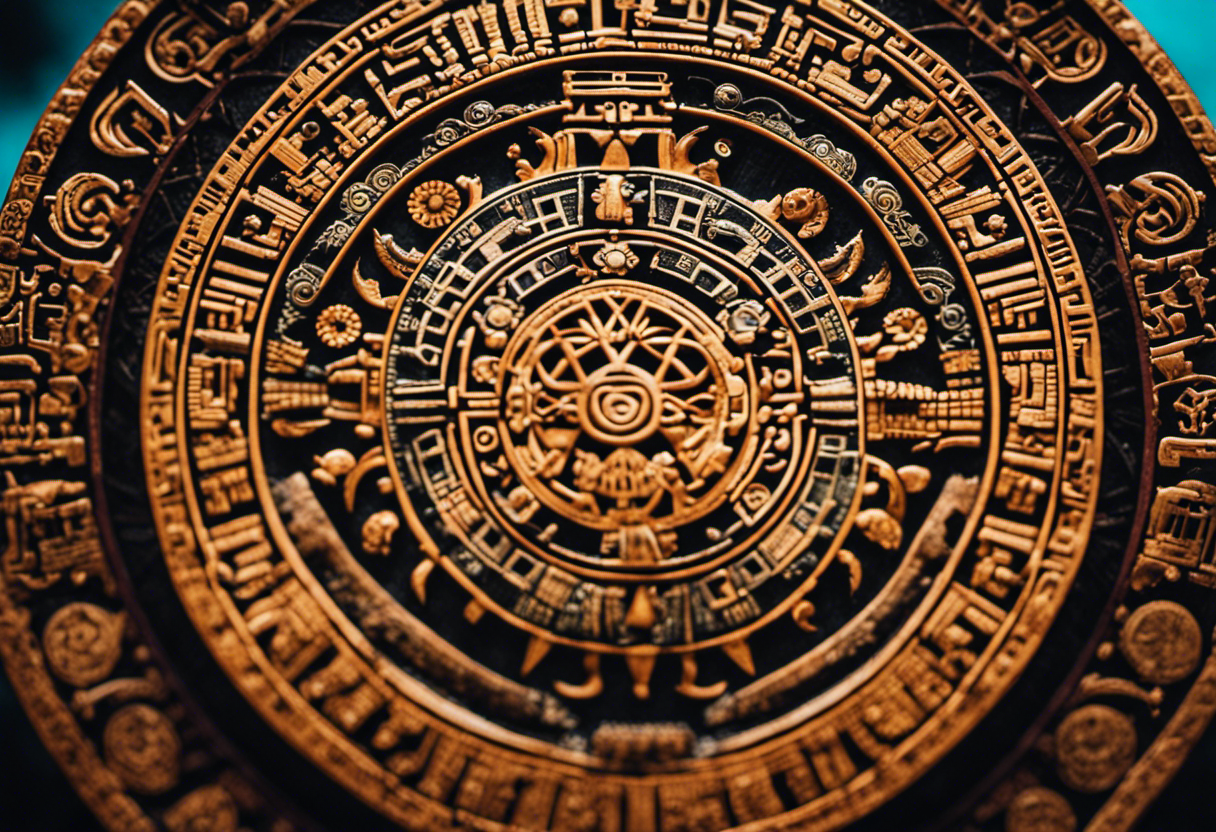 An image showcasing the intricate Aztec Calendar, depicting its rich symbolism and meaning