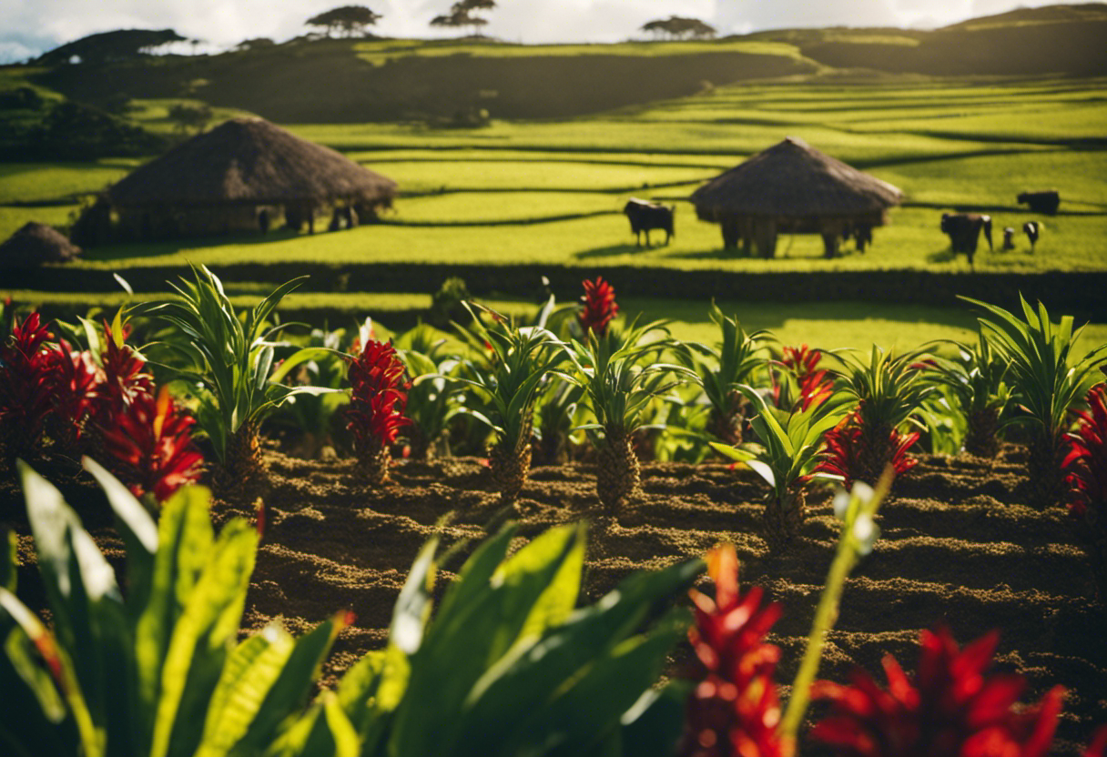 An image that showcases the intricate connection between the Rapa Nui calendar and agricultural activities, representing the harmonious relationship between the island's unique calendar system and the cultivation of crops